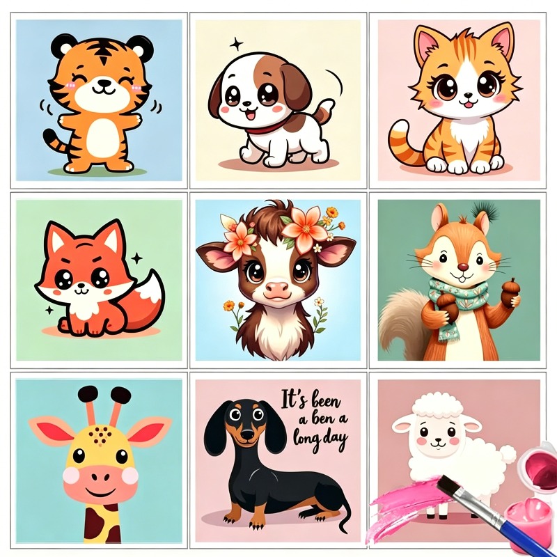 Baby Nursery Kit - Cute Kawaii Baby Animal Paint By