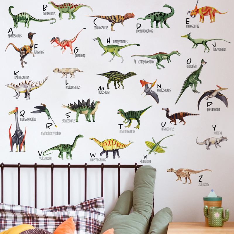 Baby Nursery Game - 26 English Letters Wall Decals Jurassic
