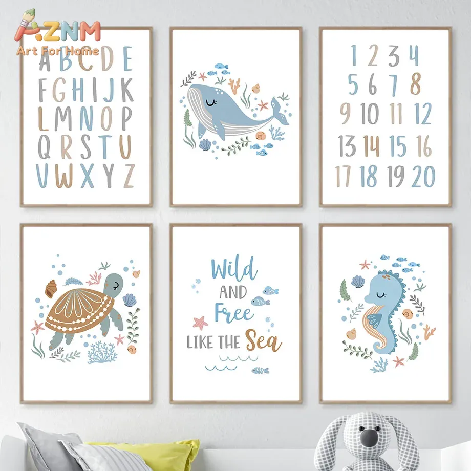 Baby Nursery Ocean - Whale Turtle Seahorse Octopus Nursery Wall