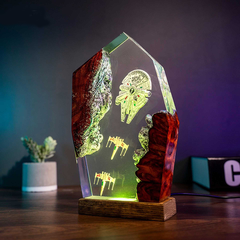 Baby Nursery Night Light - Table Resin Lamp Universe War Sence