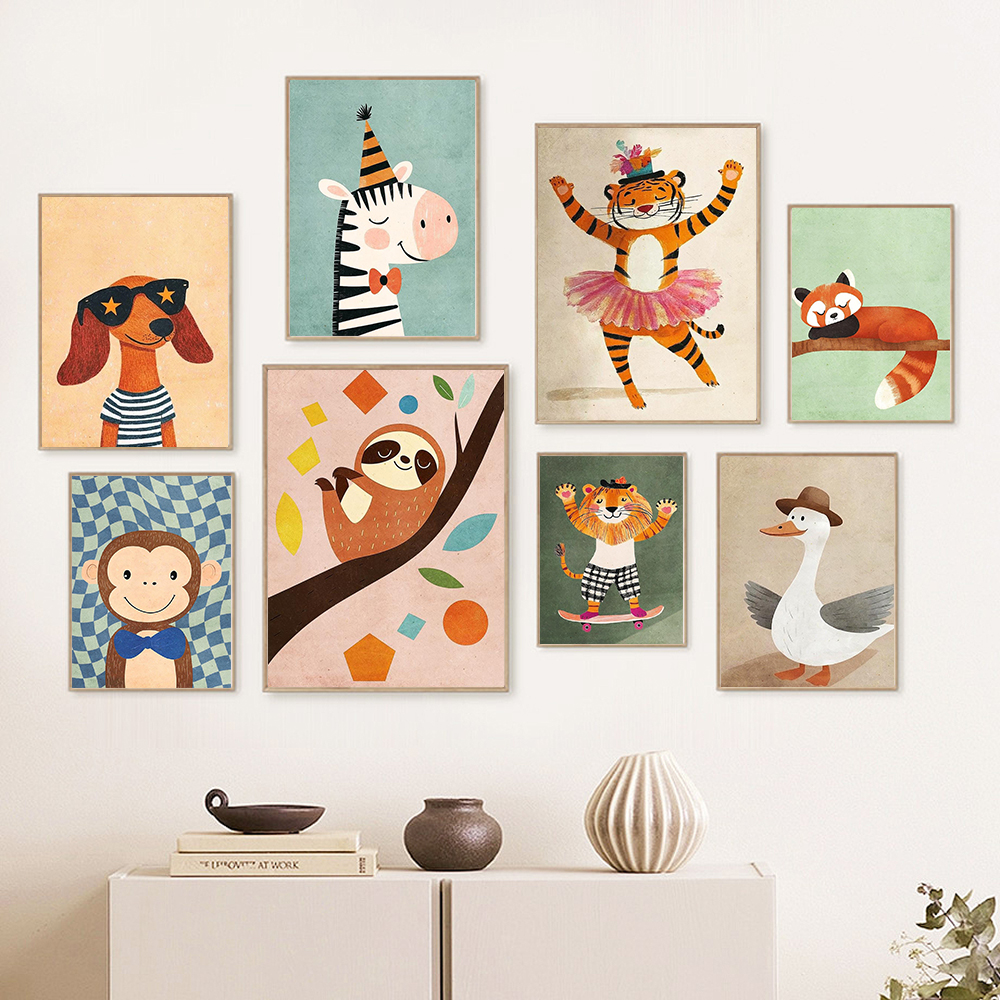 Baby Nursery Jungle - 1pc frameless Canvas Painting Safari Nursery
