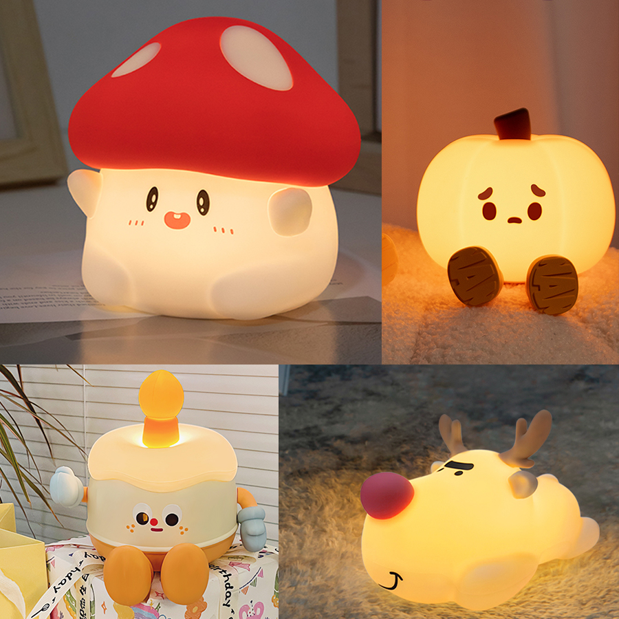Baby Nursery Night Light - Mushroom Night Light LED Rechargeable USB