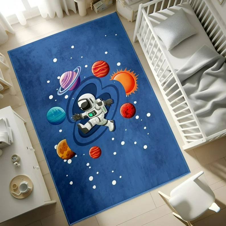 Baby Nursery Game - Cartoon Universe Carpet Astronaut Carpet for