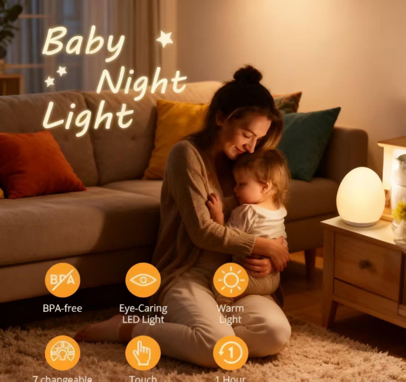 “Egg-Shaped Silicone Night Lig - đánh giá và giá Baby Nursery Night Light