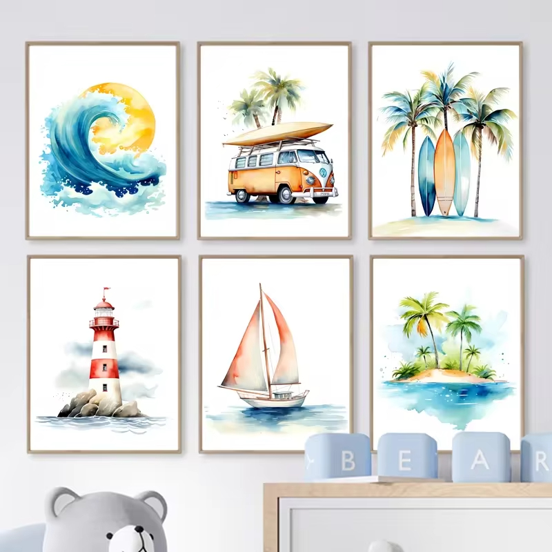 Surf Ocean Themed Nursery Beac - đánh giá và giá Baby Nursery Ocean