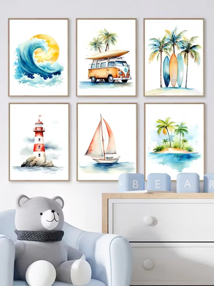 Surf Ocean Themed Nursery Beac - đánh giá và giá Baby Nursery Ocean