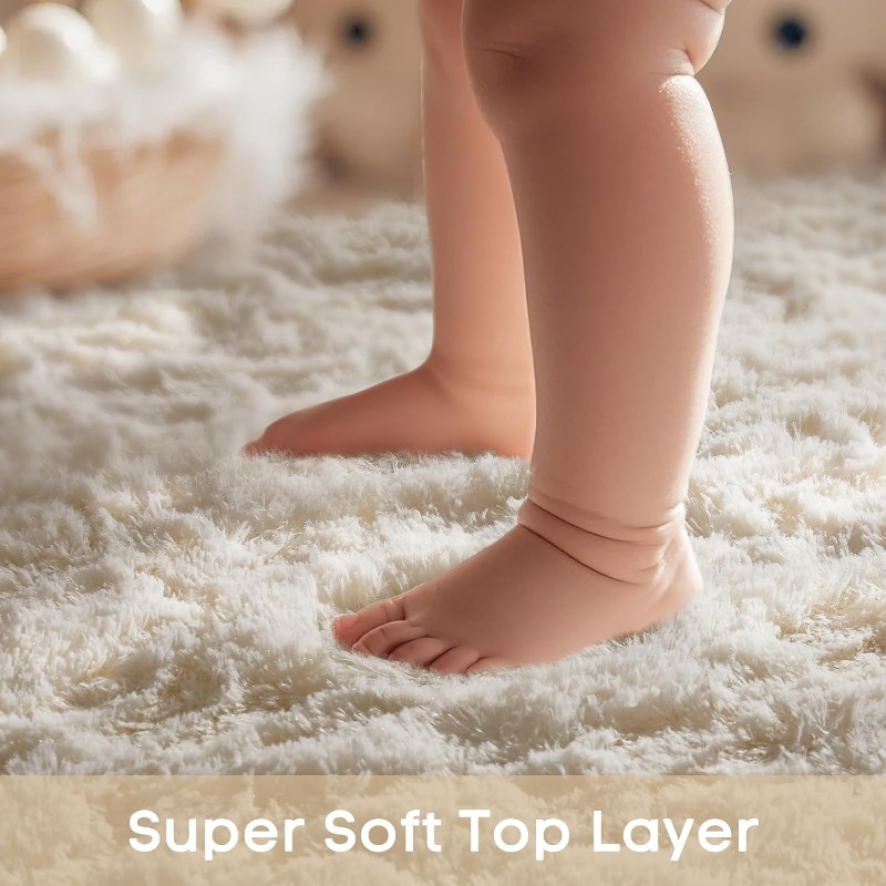 Round Cream White Rug Soft Flu - đánh giá và giá Baby Nursery Game