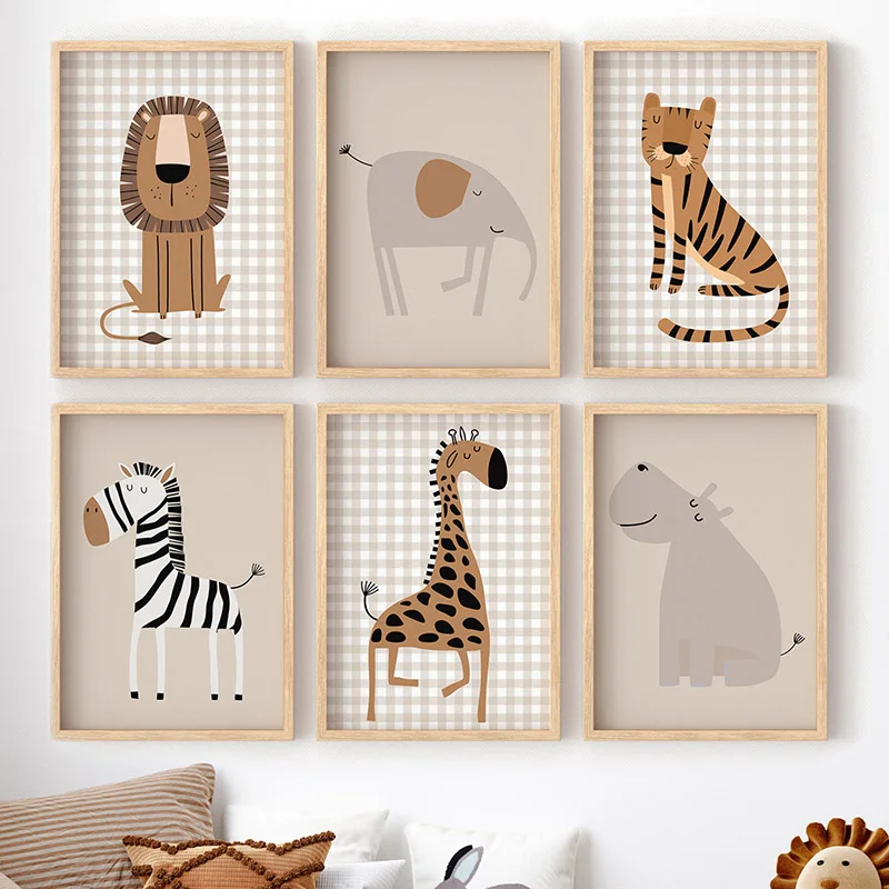 (No frame)Lion Tiger Elephant  - đánh giá và giá Baby Nursery Picture Frames