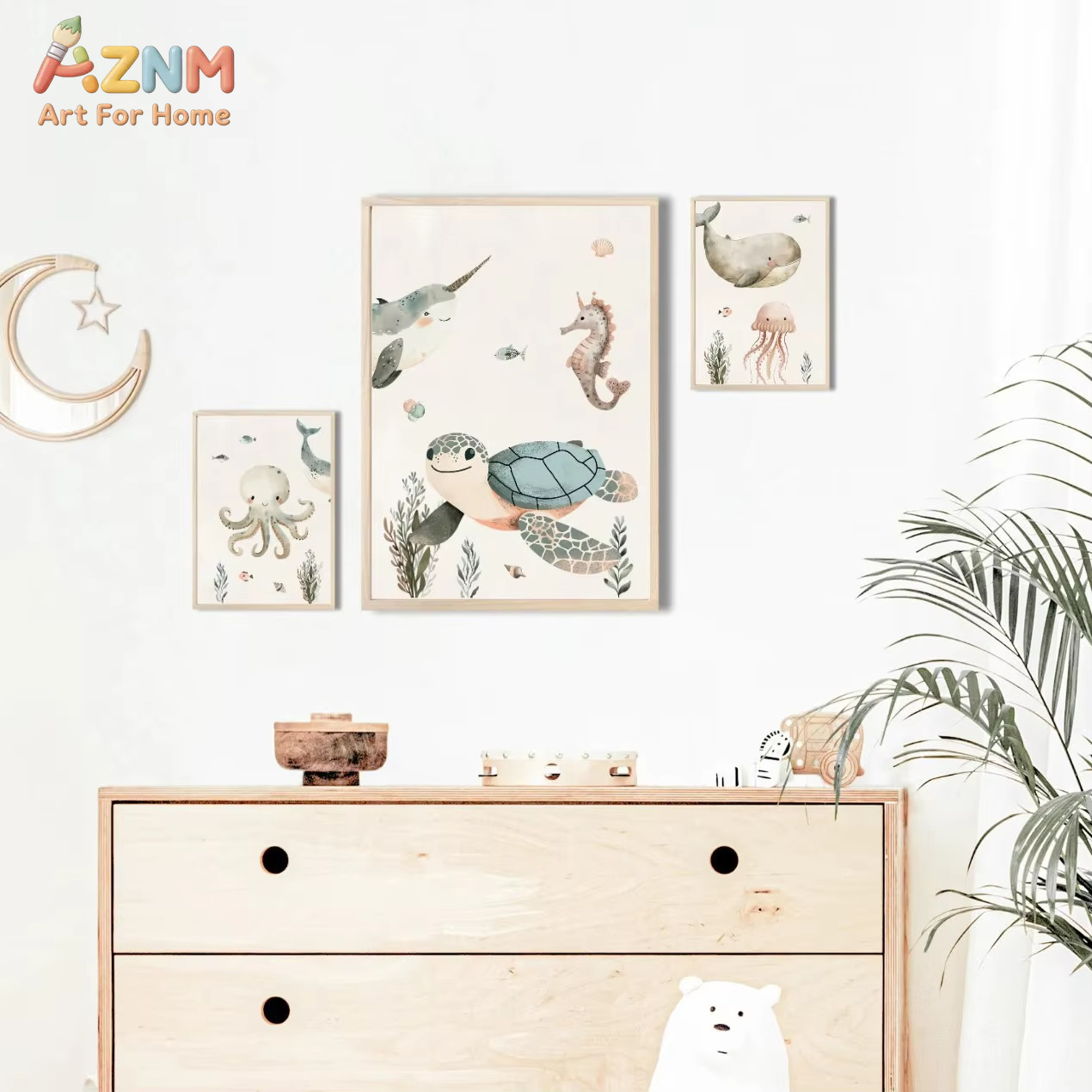 AZNM Watercolor Cute Ocean Ani - đánh giá và giá Baby Nursery Ocean