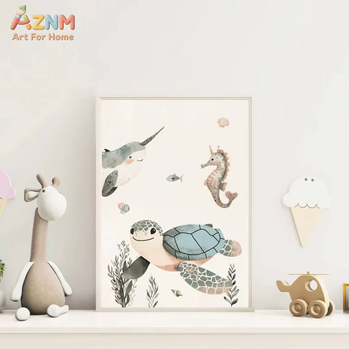 AZNM Watercolor Cute Ocean Ani - đánh giá và giá Baby Nursery Ocean