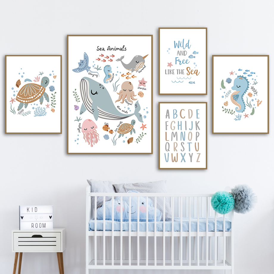 Unframe Ocean Animals Sea Turt - đánh giá và giá Baby Nursery Ocean