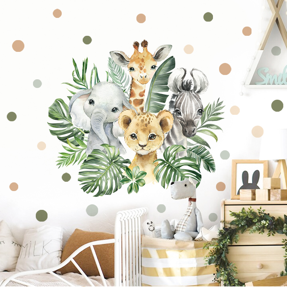 Cartoon Jungle Animals Leaves  - đánh giá và giá Baby Nursery Jungle