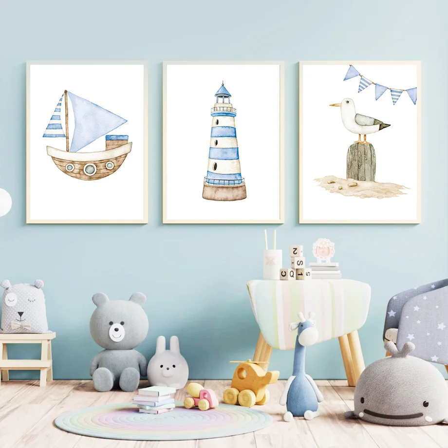Sailboat Lighthouse Seagull Wh - đánh giá và giá Baby Nursery Ocean