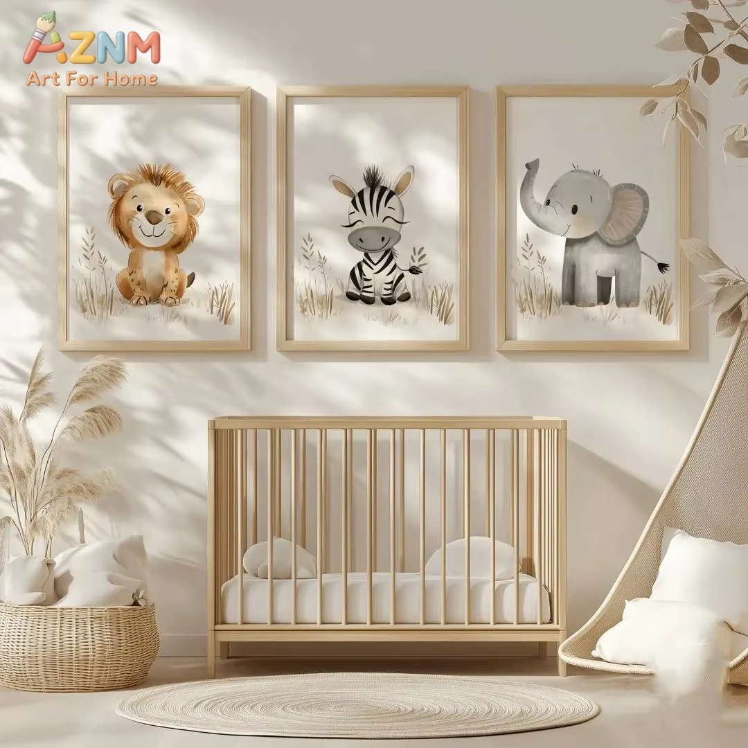 Neutral Nursery Wall Art 3PCS  - đánh giá và giá Baby Nursery Jungle
