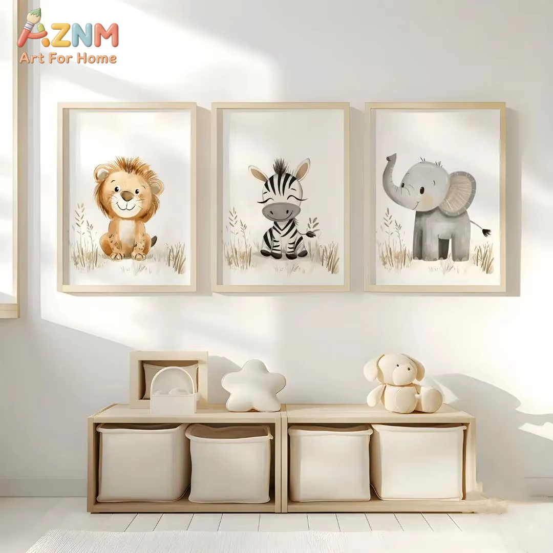 Neutral Nursery Wall Art 3PCS  - đánh giá và giá Baby Nursery Jungle