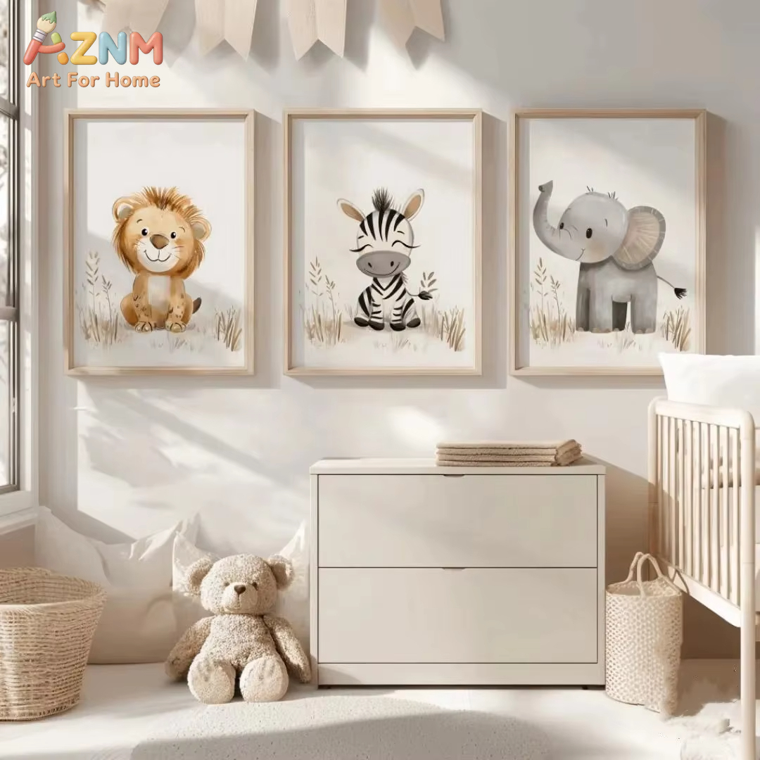 Neutral Nursery Wall Art 3PCS  - đánh giá và giá Baby Nursery Jungle