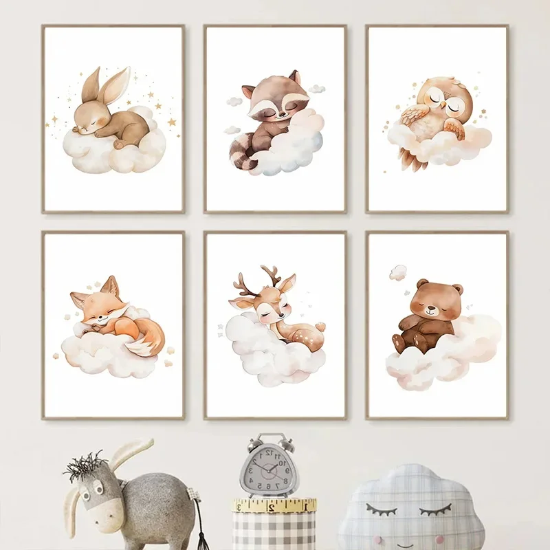 Cartoon Cloud Animal Canvas Pa - đánh giá và giá Baby Nursery Picture Frames