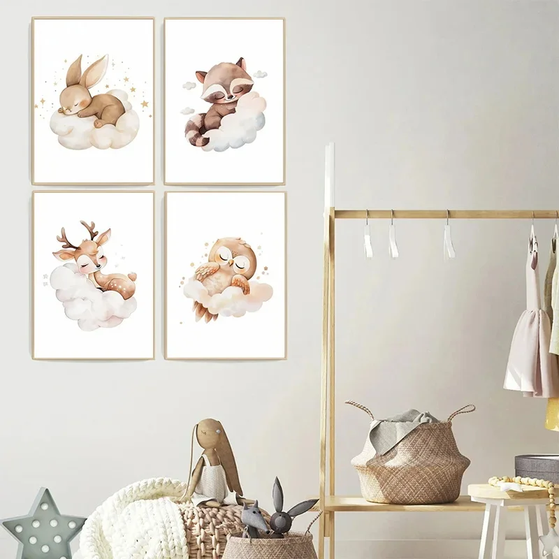 Cartoon Cloud Animal Canvas Pa - đánh giá và giá Baby Nursery Picture Frames