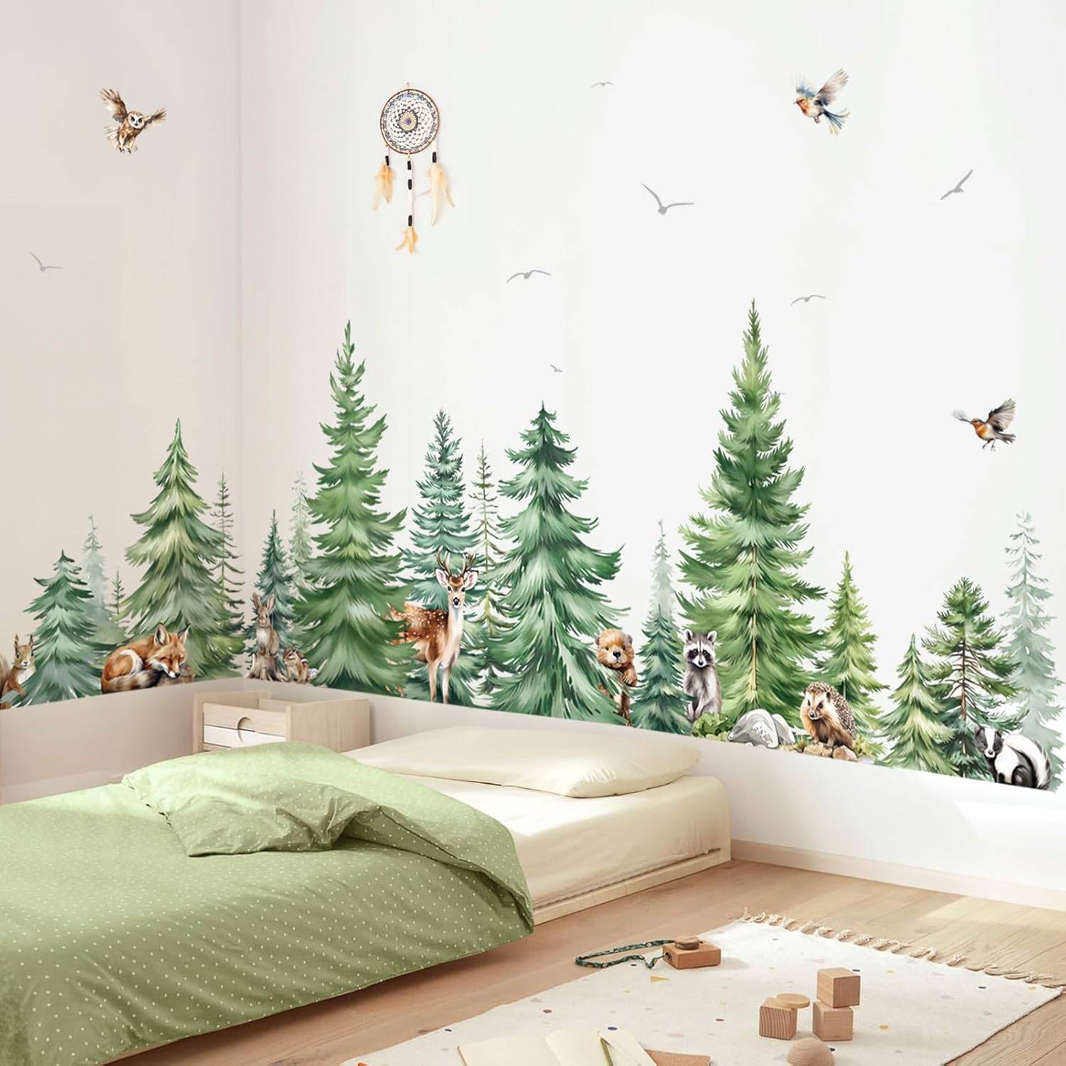 Large Watercolor Pine Tree Ani - đánh giá và giá Baby Nursery Needs