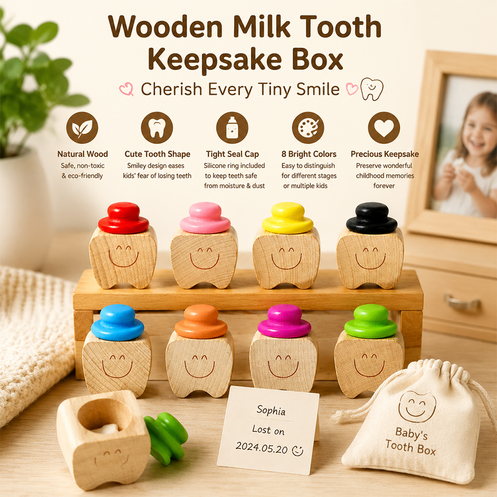 2/5pcs Wooden Milk Tooth Keeps - đánh giá và giá Baby Keepsake Box