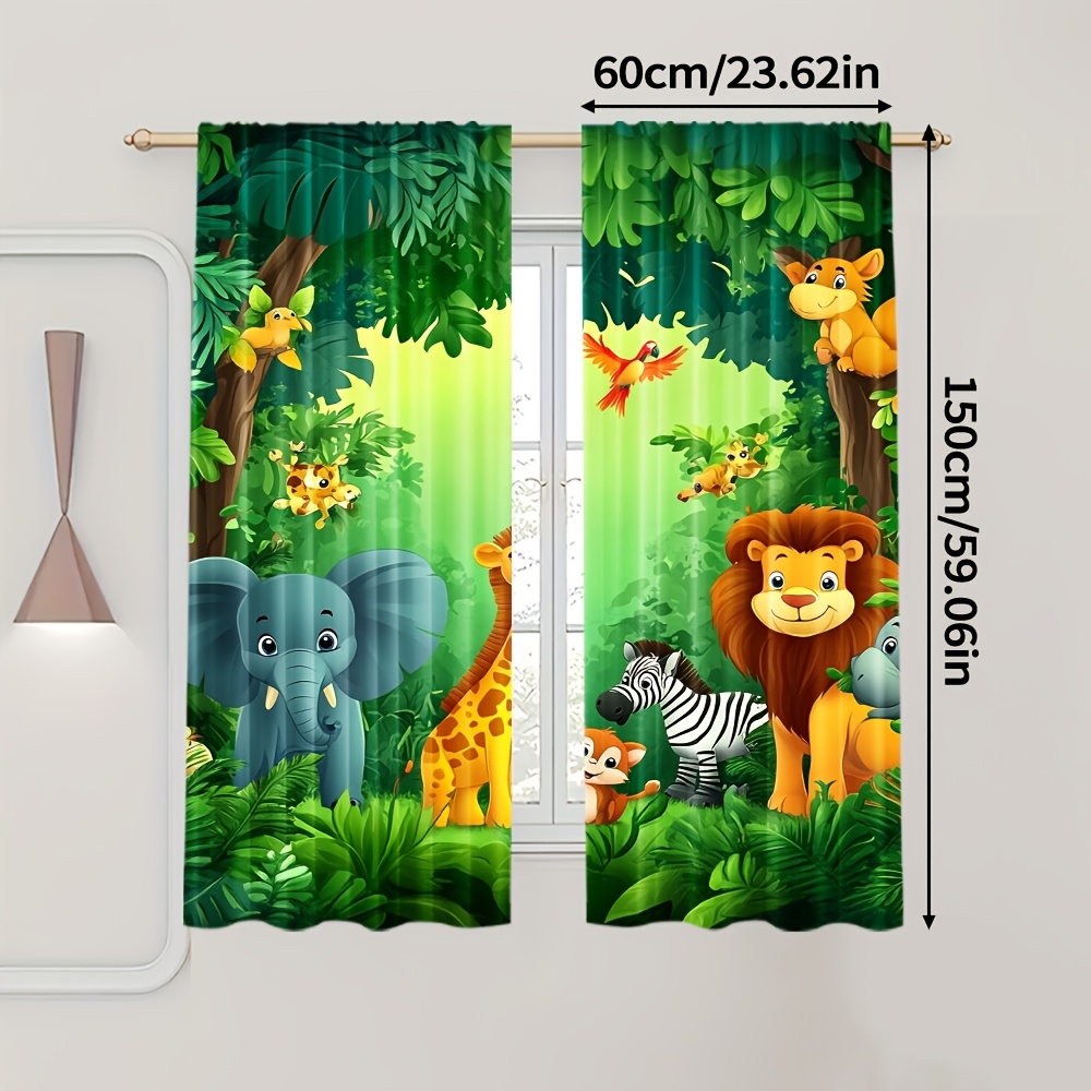 2pcs Cartoon Animal Curtains J - đánh giá và giá Baby Nursery Jungle
