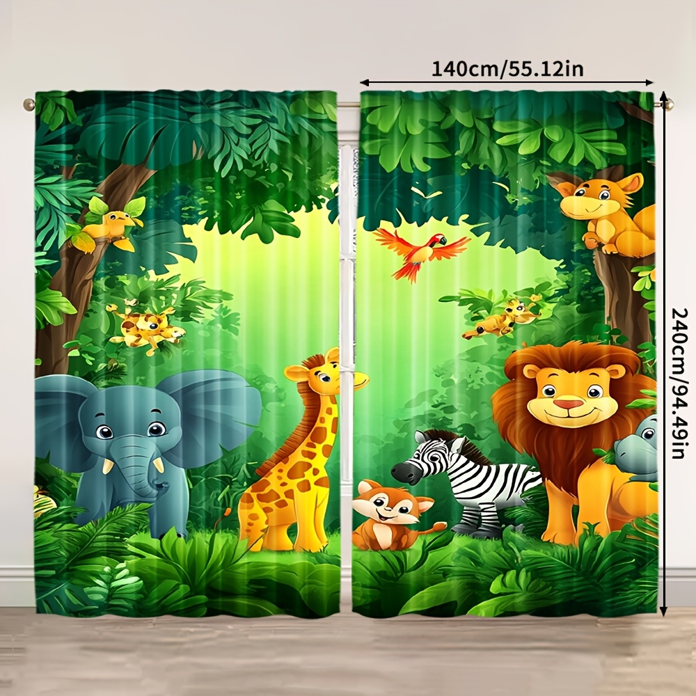 2pcs Cartoon Animal Curtains J - đánh giá và giá Baby Nursery Jungle