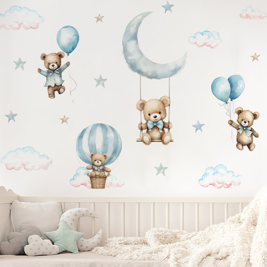 Watercolor Bear Hot Air Balloo - đánh giá và giá Baby Nursery Needs