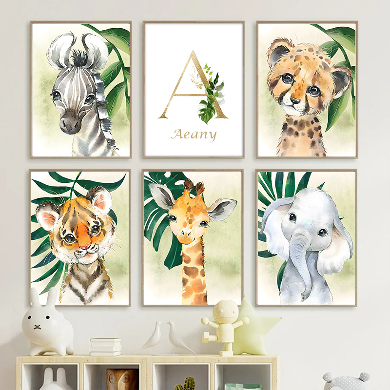 Gold Kids Name Poster Jungle A - đánh giá và giá Baby Nursery Jungle