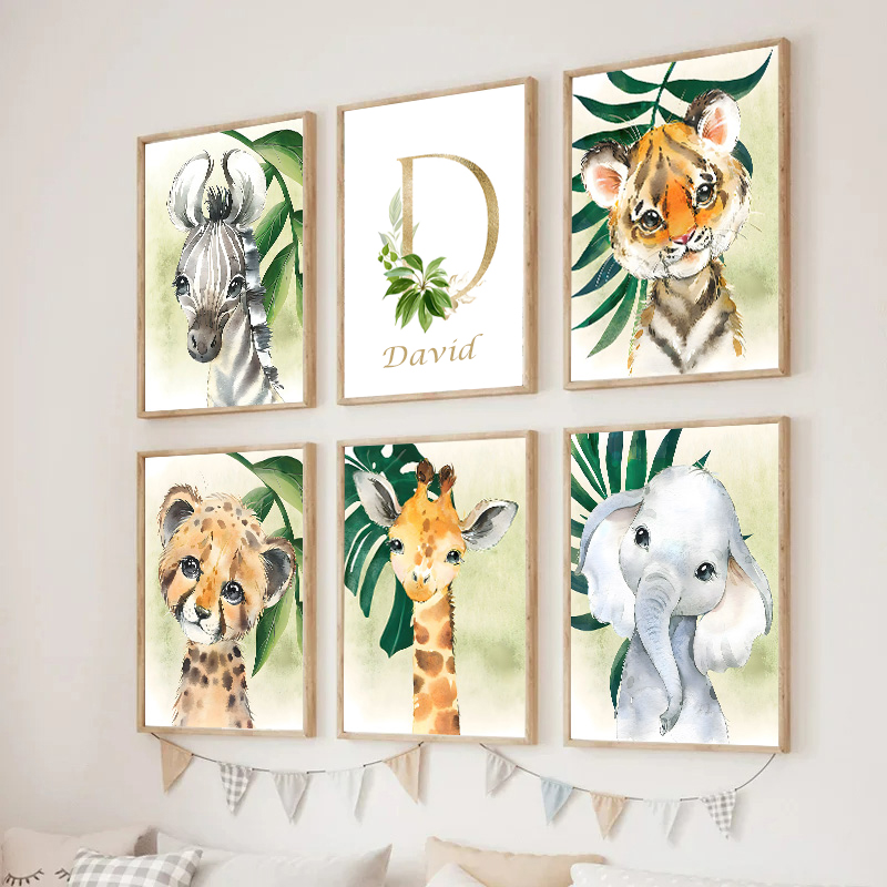 Gold Kids Name Poster Jungle A - đánh giá và giá Baby Nursery Jungle