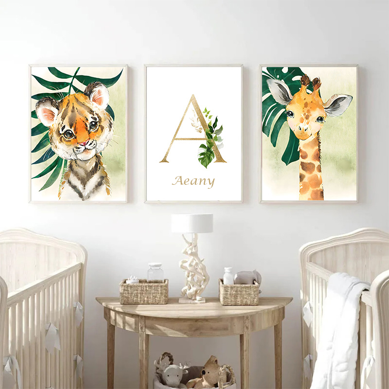 Gold Kids Name Poster Jungle A - đánh giá và giá Baby Nursery Jungle
