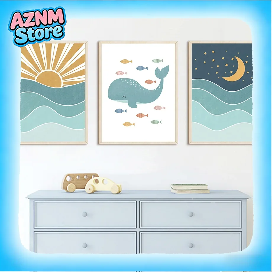 Fish Whale Seagull Sunrise Sun - đánh giá và giá Baby Nursery Ocean