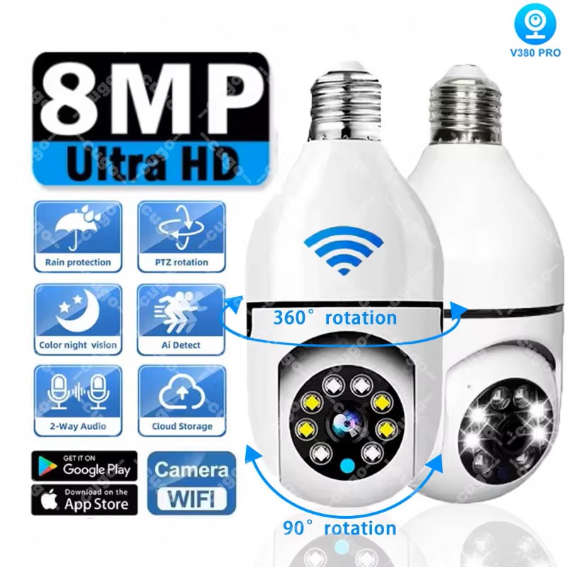 8MP E27 Bulb Surveillance Came - đánh giá và giá Baby Nursery Camera