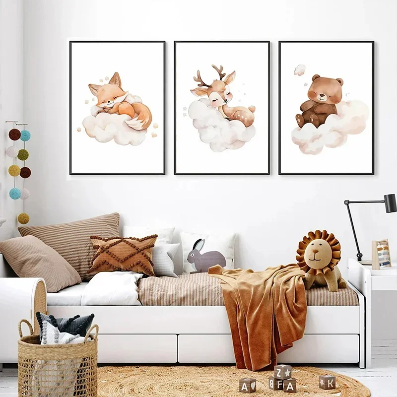 Cartoon Cloud Animal Canvas Pa - đánh giá và giá Baby Nursery Picture Frames