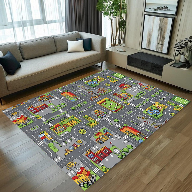 Cute Car Track Play Rug Green  - đánh giá và giá Baby Nursery Game