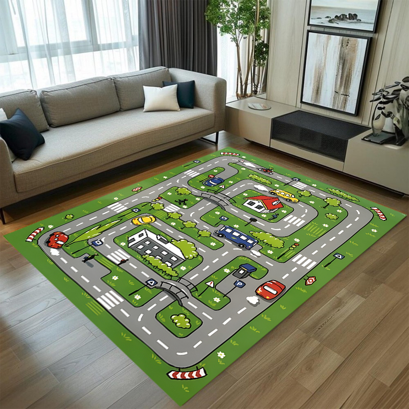 Cute Car Track Play Rug Green  - đánh giá và giá Baby Nursery Game