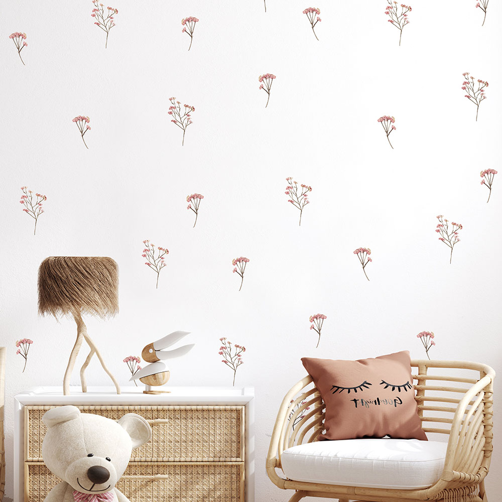 Pink  Watercolor Flower Wall S - đánh giá và giá Baby Nursery Needs