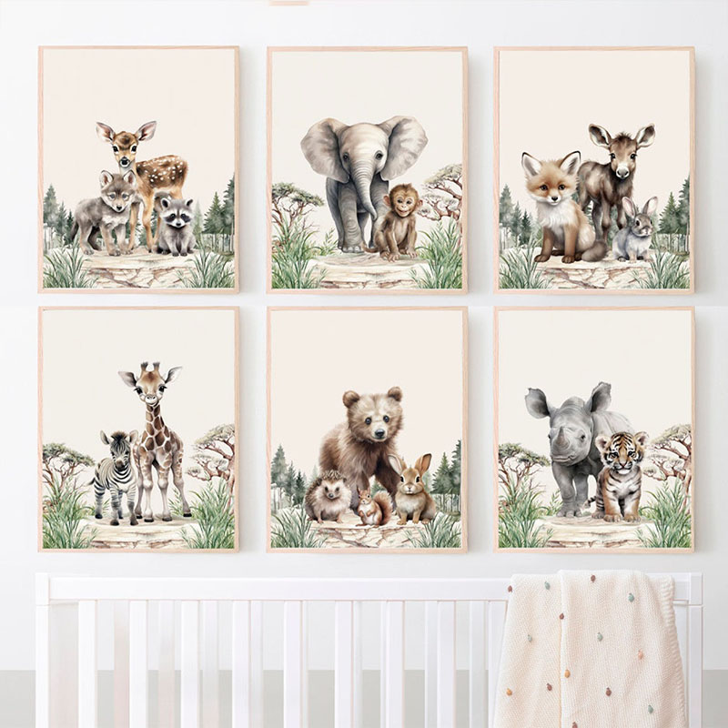 1pcs(No frame)Elephant Giraffe - đánh giá và giá Baby Nursery Picture Frames