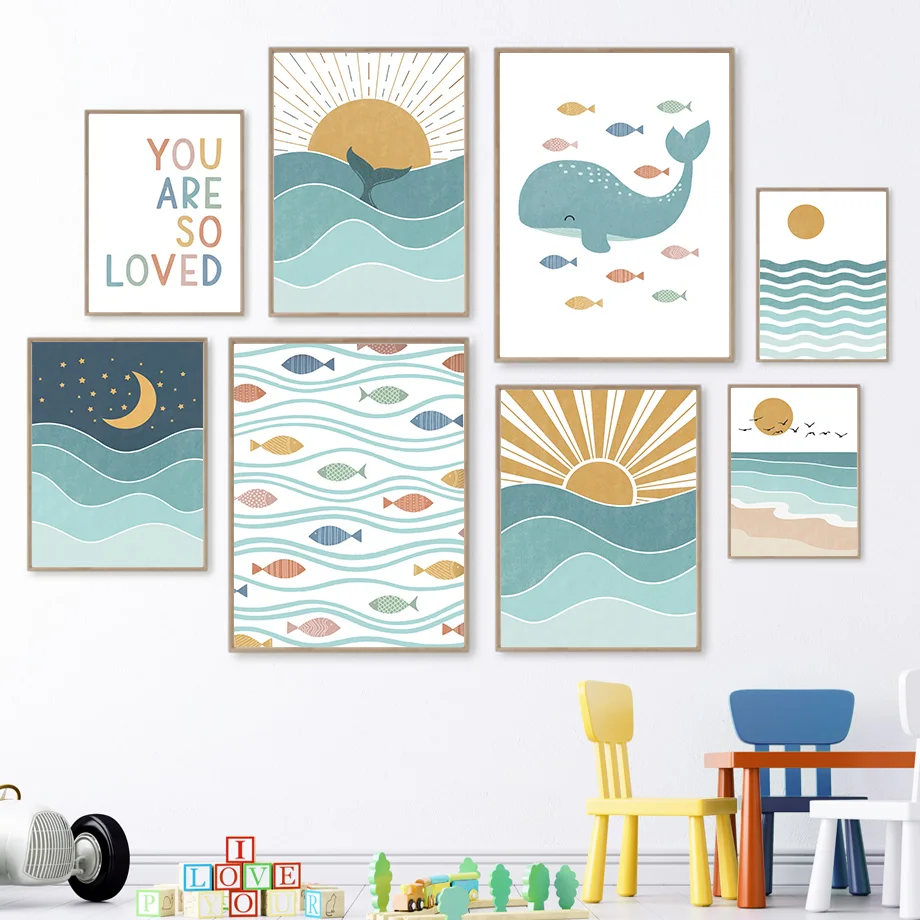 1pc frameless Fish Whale Seagu - đánh giá và giá Baby Nursery Ocean