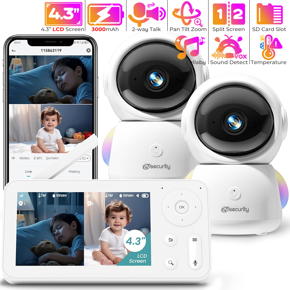 2K Baby Monitor with 2 Cameras - đánh giá và giá Baby Nursery Camera