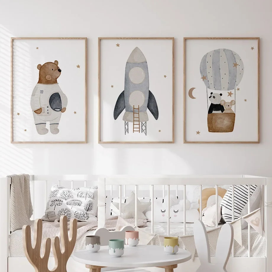 Boho Cartoon Bear Panda Mouse  - đánh giá và giá Baby Nursery Picture Frames