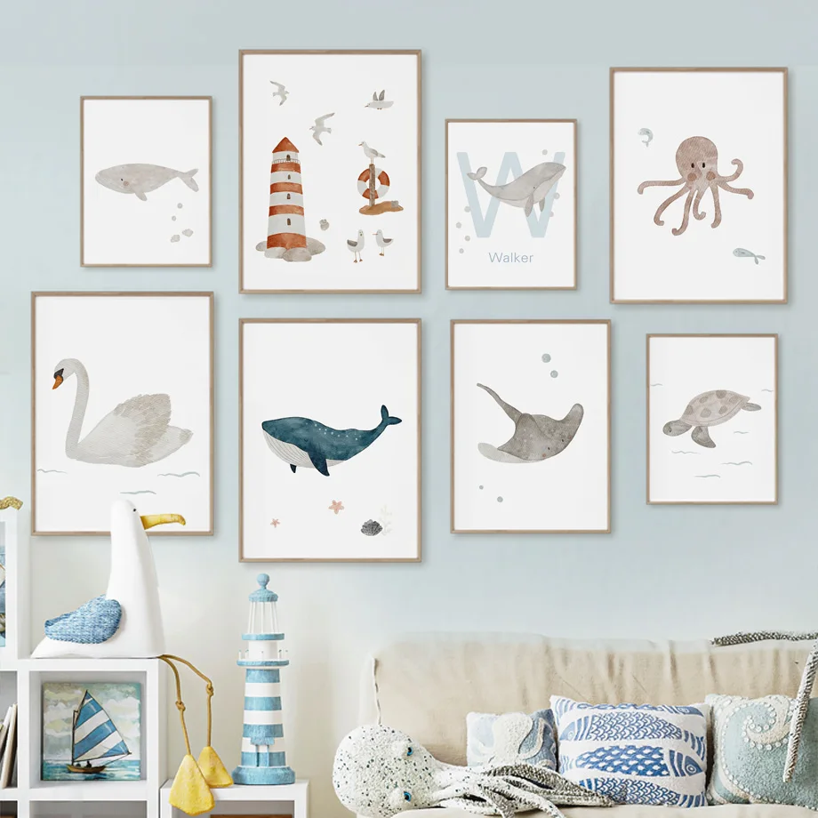 Custom Name Whale Octopus Turt - đánh giá và giá Baby Nursery Ocean