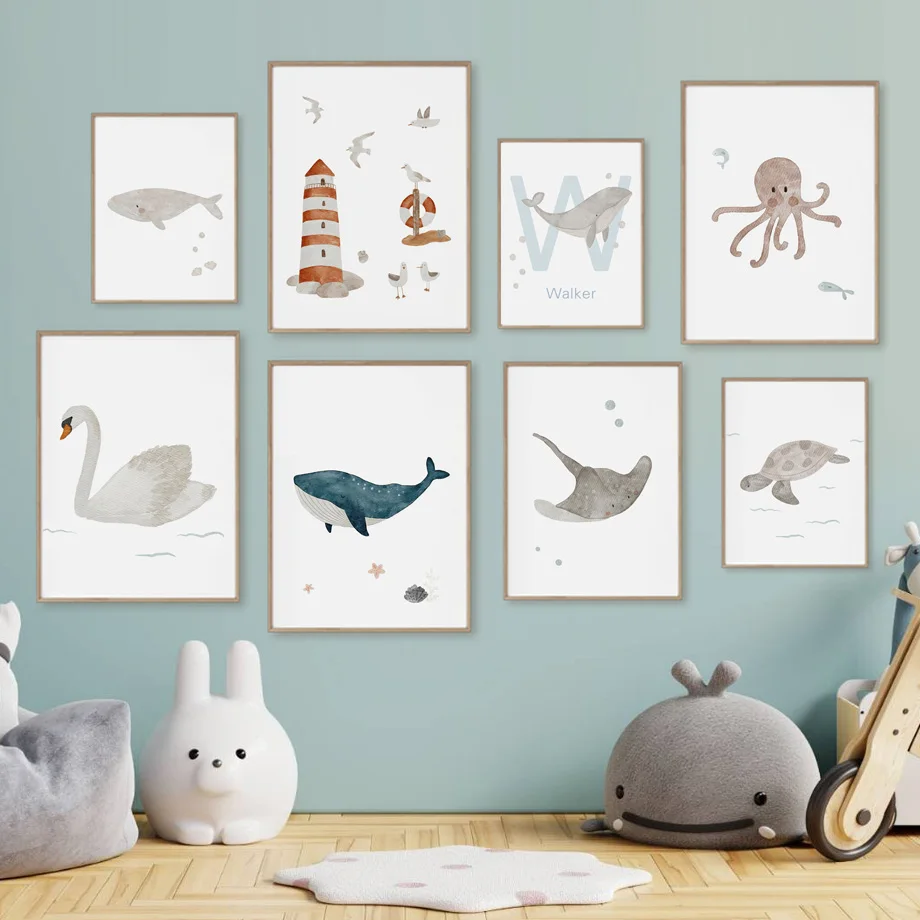 Custom Name Whale Octopus Turt - đánh giá và giá Baby Nursery Ocean
