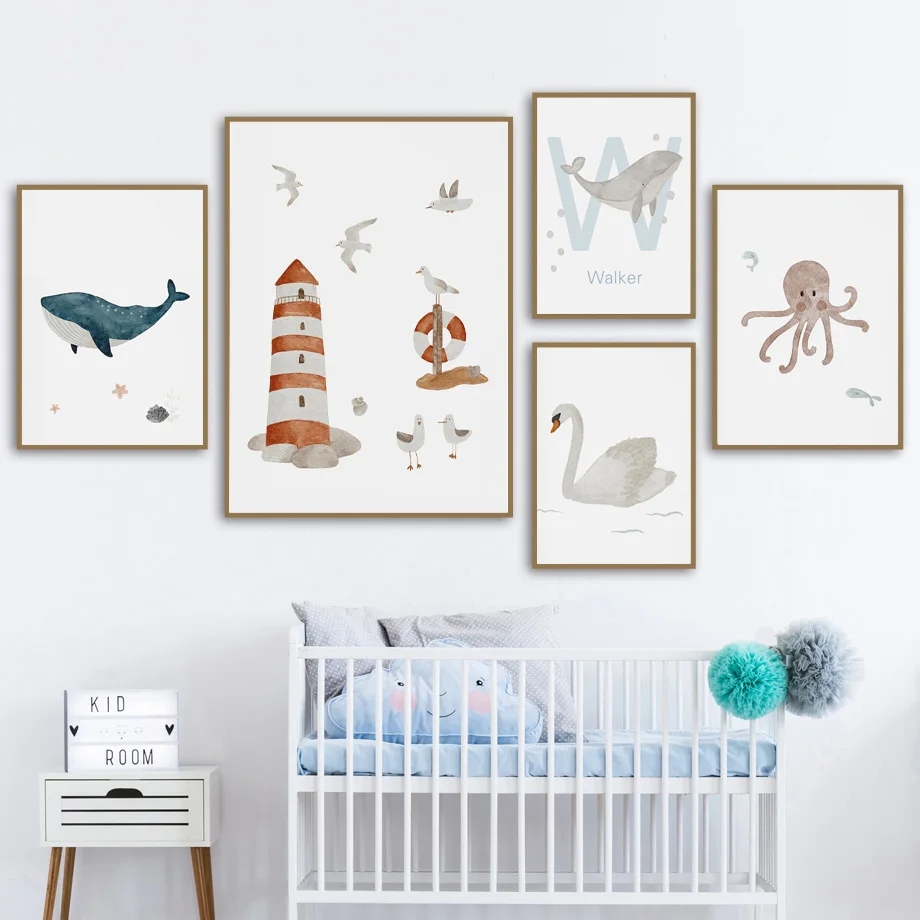Custom Name Whale Octopus Turt - đánh giá và giá Baby Nursery Ocean