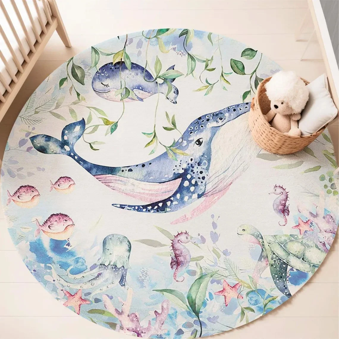 Blue Marine animal Round Carpe - đánh giá và giá Baby Nursery Game